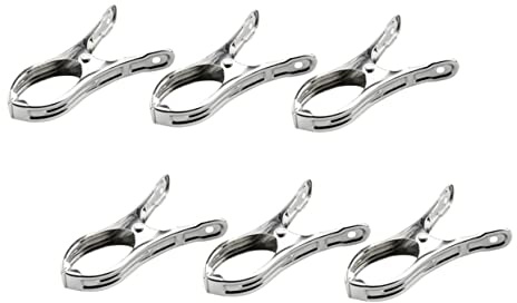 AKOOSY Pinces à Linge en Acier Inoxydable Robustes et Coupe-Vent, Clips pour Vêtements 6pcs, Fixation Résistante pour Séchage Extérieur et Intérieur