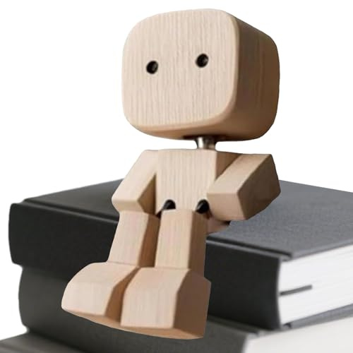 Schüttelmann Aus Holz - Holzfigur | Wackelnde Holzfigur | Wackelfigur Auto Handgefertigter Auto Armaturenbrett-Decor | Armaturenbrett-Dekoration Charmante Kleine Holzmann | Schüttelnde Holzmannfigur