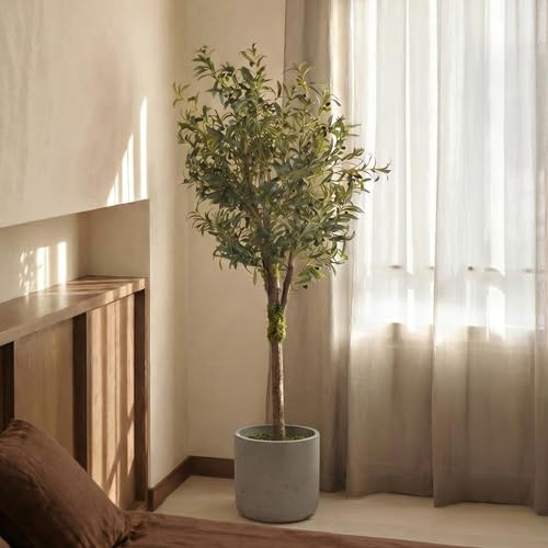 BLAINE Planta Artificial de Olivo Silvestre 150 cm Decoración de Interiores y Terrazas con Aspecto Hiperrealista Que No Necesita Mantenimiento