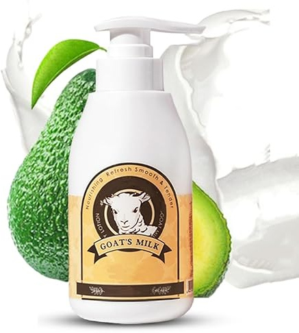Lozione al latte di capra da 300 ml, lozione viso al latte di capra, lozione per mani e corpo, crema idratante, cura della pelle delicata per una sensazione morbida e liscia, crema idratante per la