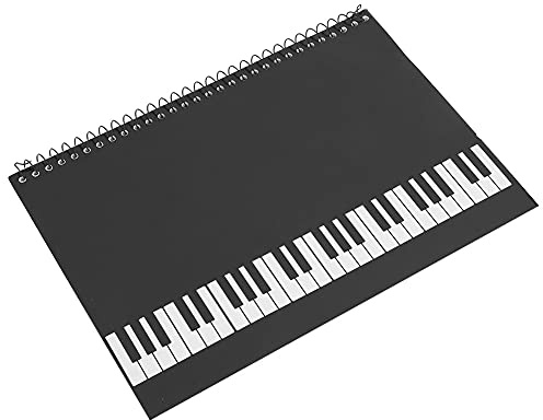 SPYMINNPOO Notbok Anteckningsbok Anteckningsbok i Papper Av God Kvalitet för Låtskrivare eller Hobbyister 50 Sidor för Musikälskare och Studenter Piano Black (svart pianomönster)