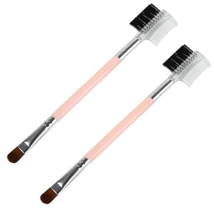Genérico Pinceles de Maquillaje Doble Punta para Cejas y Sombra de Ojos, Juego 2 Piezas, Tamaño Compacto, Cerdas de Nailon Suaves, para Mujer, Portátil y Fácil de Transportar, Herramienta