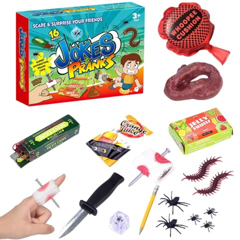 Kit de Bromas para Niños y Adultos, Juego de 15 Bromas Divertidas y Reutilizables para Fiestas, Navidad Reuniones Familiares