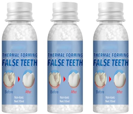 LQIOACU 3 Piezas Kits de reparación dental temporal, perlas de reparación dental para la fijación temporal de empastes de dientes faltantes y rotos, dientes postizos moldeables