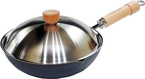 リバーライト(Riverlight) River Light Extreme Japan Ensemble de poêles en fer 28 cm Couvercle inclus Compatible induction Fabriqué au Japon Wok