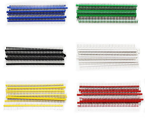 Aussel 6 Farben 2,54mm Breakable Pin Header PCB Board Einreihige 40Pin Steckerleiste für Arduino Shield Pack von 60 (PIN-6C-60PCS)