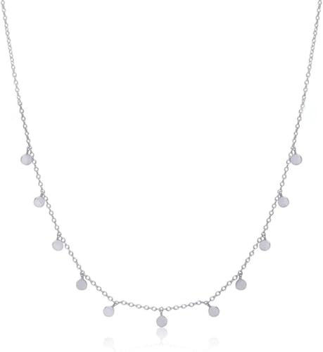 WANDA PLATA Plättchen Halskette für Junge Mädchen, Damen, Echt 925 Sterling Silber, Halsband Kette Kreise Coins Münzen Minimal Choker, Schmuck Präsentiert in Geschenkbox.