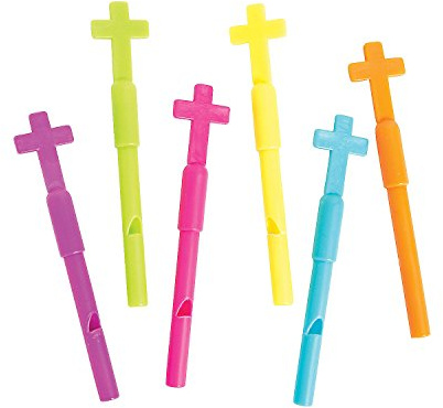 Fun Express Religious Cross Whistles & Noisemakers Set – Vibrant Kazoos – Parties Events Religious Celebrations & Church Functions – Perfect for Fun Gatherings Weddings and More – 72 Pieces