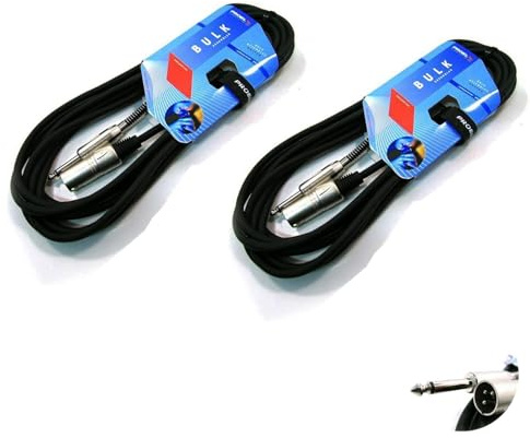 PROEL Coppia di cavi audio BULK220LU10, connettori jack mono 6,3 mm e XLR maschio, 10 m, neri
