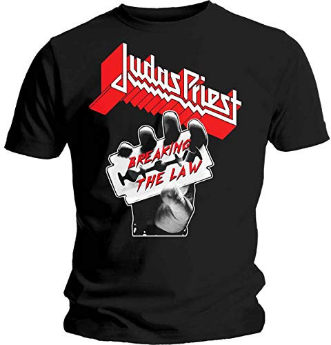 Rock Off Judas Priest Breaking The Law British Steel Officiel T-Shirt Hommes Unisexe (Medium)