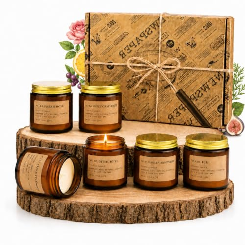Velas Perfumadas, Juego de Velas 6 Pcs, Velas Aromaticas, Velas de Aromaterapia Cera de Soja, Regalos Originales para Mujer, Adecuadas para Dormitorio, Cumpleaños, Navidad Día de San Valentín Regalos