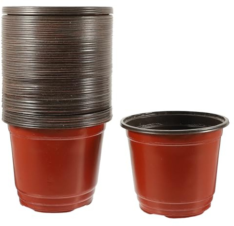 DOITOOL 50 stycken plastplanteringskrukor, odling, små odlingskrukor, plast, blomkruka, 12 cm, rund plast, odlingskrukor för växter, blomkrukor för plantor och sticklingar (diameter 120 mm)