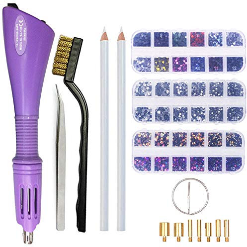 Afantti Hotfix Strass Applikator Werkzeug Set | 7 Spitzen | 3000 Stück Hot Fix Strasssteine | für Kleidung Schuhe Hüte Stoff Kunst Kunsthandwerk