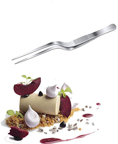 14cm/5.5 Stainless Steel Precision Offset Chef's Tweezers,Kitchen and Food Cooking Tongs