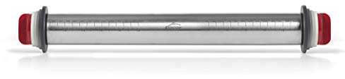 LACOR 67143 - Rullo per impastare cucina, 4 dischi estraibili, in acciaio inox, con segni di misurazione incisi, tutti i tipi di impasti, 41,5 cm, adatto per lavastoviglie, grigio