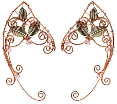 Lurrose 1 par de aretes trepadores para oreja, clip para la oreja, aretes envolventes, s de elfo, aretes de chaqueta para mujer, joyería de, 8X4X0.5CM, Metal