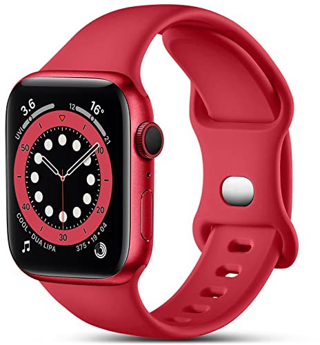 CeMiKa Kompatibel mit Apple Watch Armband 44mm 42mm 45mm 46mm 49mm, Ersatz Silikon Sport Armbänder Kompatibel mit iWatch Armband Series 11 10 9 8 7 6 5 4 3 2 1 SE SE3, Damen Herren, Rot