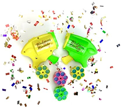 2x Konfettipistole mit 24 Schuss Konfettipistole Konfettikanone Konfetti Konfettibombe STUWU
