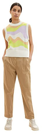 TOM TAILOR Damen 1035503 Paperbag Chino Hose mit Gürtel, 12912 - Splashed Clay Beige, 38W / 28L