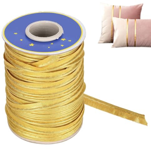 Gold Piping Trim Zum Nähen, Satin Paspelband 70 Meter, 1 cm Breit, für Tischdecke oder Kleidungsstück