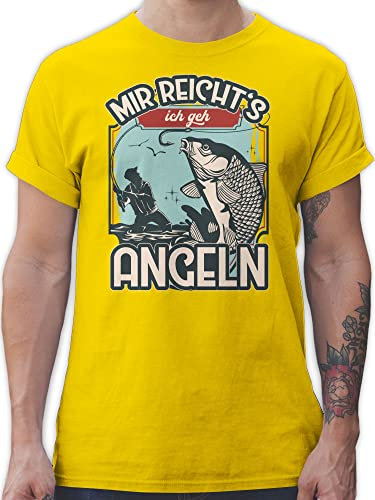 T-Shirt Herren - Angler Geschenke & Zubehör - Mir reicht's ich GEH Angeln - L - Gelb - angelshirts Angel gehe Shirt angelbekleidung Fischerei Tshirt angelshirt fischen für männer Fisch Tshirt.