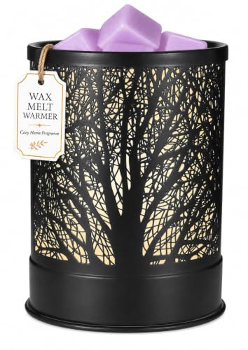 Nawaza Wax Melts Warmer Scented Metal 2-in-1 Electric LED Burner Black Tree