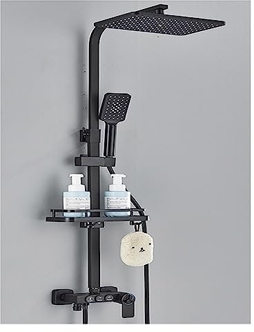 2023 New Digital Display Bathroom Shower System,Thermostatic Shower Faucet Black Set,Modern Rainfall Shower Tap for Bathroom LED Shower Panel (Color : Black 3ways C, Size : 1)