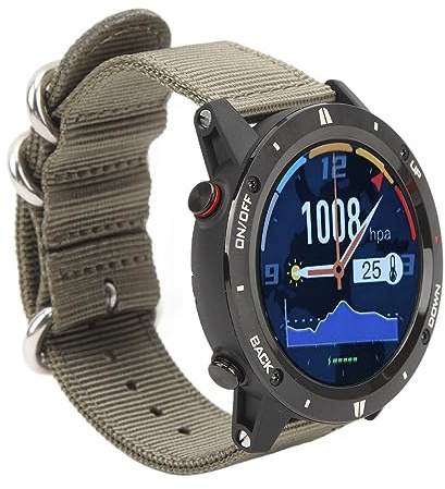 DAUZ Reloj Deportivo, Reloj Inteligente, Navegación de Seguimiento, 50M, Resistente Al Agua, 1,28 Pulgadas, IPS TFT, Multifunción con Brújula para Correr (DE Verde)