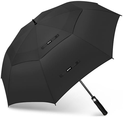 KEYHOT Golf Regenschirm XL Sturmfest, Großer Regenschirm Sturmfest Stabil, GolfSchirm für Herren Damen 2 Personen (Schwarz)