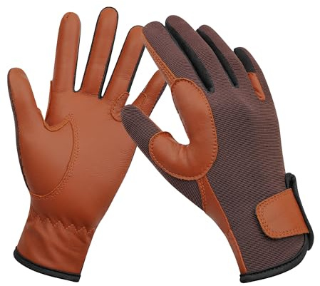 ChinFun Kids Leather Insulated Horse Riding Gloves Breathable Children Equestrian Gloves Anti-Slipping Horseback Mitts Brown M