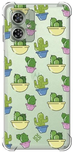 Movilshop Funda Antigolpes para Motorola Moto G54 5G Dibujo Auténtico [ Cactus en Macetas ] Esquina Reforzada Silicona 1.5mm de Grosor Flexible Transparente Bumper Gel TPU