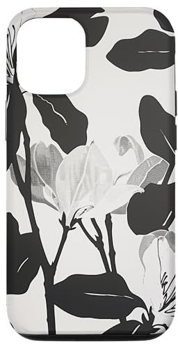 iPhone 12/12 Pro Floral Black & White Cute Rhododendron Flower Lover Case