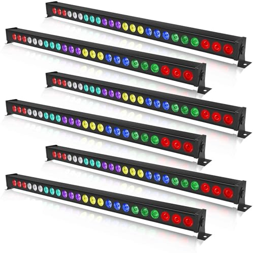 UKing LED Wall Wash Partylicht 24 x 3W LEDs RGB Bar Disco Lichteffekt dmx512 musikgesteuert Strobe Beleuchtung für DJ Disco Home Party Bühnenlichter, 6 PC（Ohne Fernbedienung）