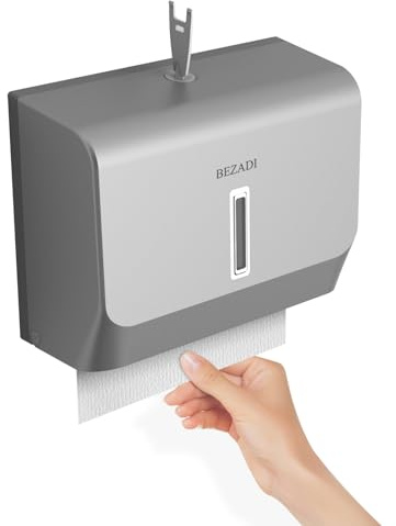BEZADI Paper Towel Dispenser Wall Mounted, Compact Multifold C-Fold Hand Towel Dispenser, Folded ABS Commercial Household Tissue Towel Dispenser for Bathroom, Silver