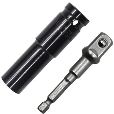 2pcs 13mm Deep Impact Socket Set with Adapter for Pneumatic & Electric Screwdrivers, Air and Drills, Hex Shank