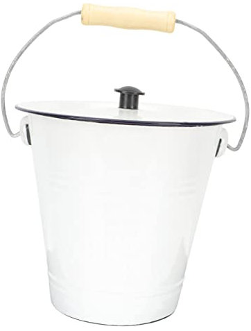 AUTSUPPL White Enamel Bucket Lid 7l Thickened Metal Pail Milk Can Multi-purpose Storage Container for Laundry Room and Party Ice Bucket
