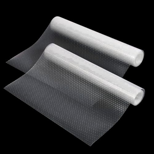 AYESY Tapis Fond de Tiroir, 45 * 300cm 2PCS EVA Revêtement de Tiroir de Cuisine Tapis Non-Adhésif Antiderapant Imperméable et Résistant à l'huile Transparent