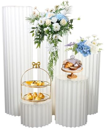 Alzate for torte, tavolo da dessert, supporti cilindrici rotondi da 5 pezzi for feste, espositori pieghevoli in cartone, colonne di carta, centrotavola for matrimoni, vasi di cartone, tavoli cilindric