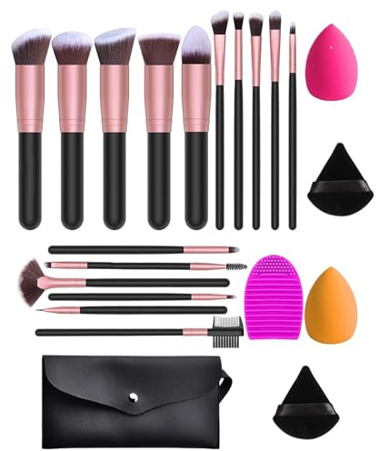 Makeupborstset | Sminkborstar och svampar, professionellt och nybörjarvänligt sminkverktygsset för damer och flickor
