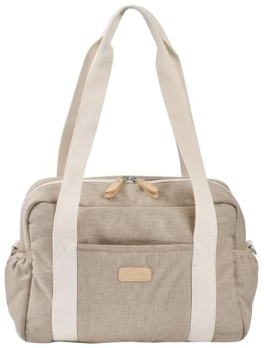 BÉABA, Sac à Langer pour Bébé, Multiples Compartiments, 10 poches, Glissière trolley-valises, Bandoulière, Pochette isotherme, Matelas à Langer, Déperlant, Contenance 16L, Sac Paris, Terre d'argile