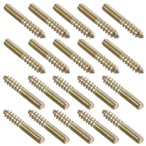 TOP-VIGOR 20Pcs Hanger Bolts, M6x40mm Double Headed Bolts Self Tapping Screw, Double Ended Dowel Screws, Screw Dowels Hanger, Threaded Lag Wood Screws and Machine Bolts for Wood Joint Furniture