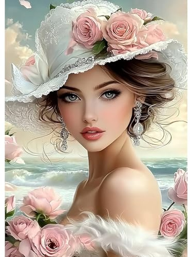 MXJSUA Hermosa Mujer Diamond Painting, Pintura Diamante Kit Manualidades Adultos, Diamond Painting Adultos Dibujos con Diamantes para la Decoración de la Pared del Hogar 30x40 cm
