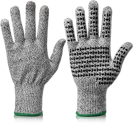 Gant Anti Coupure, Gants résistants aux coupures HPPE&Nylon EN388 Gant de travail de sécurité anti-coupure de niveau 5 Outil anti-dérapant sensible toucher for la cuisine, le jardin ,pour la découpe d