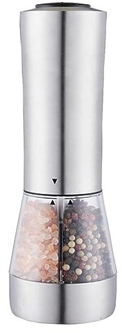 Moulin à Poivre et sel électrique 2 en 1, réglable en céramique, pour la Cuisine (argenté, 2 pièces)