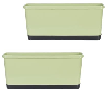 HGZLQKD Rectangular Self Watering Planter with Water Level Indicator Window Box for Windowsill Garden Planting Vegetables, Flowers (Light Green 2Pcs)