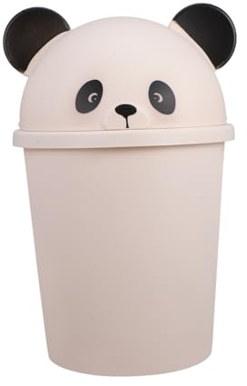 GLEAVI Mülleimer für Kinderzimmer in Pandaform Weißer Kunststoff Abfalleimer mit Deckel 10l Geruchshemmend für Küche und Bad