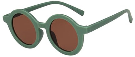 osiuujkw Occhiali da sole ottici rotondi Occhiali da bambino per il viso che indossano legno giallo arancione, Verde
