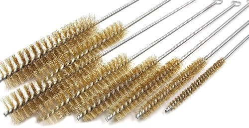 Messing Rohrbürsten Set Drahtbürsten zur Reinigung von Rohren & Bohrlöchern (8 Stück)