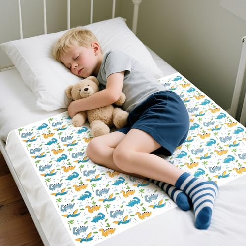 Aolso Wickelunterlage Baby, Töpfchentrainingsmatratze, wasserdichte 86 x91cm, atmungsaktiv, waschbar, wiederverwendbar, Tragbare Wickelauflage für Baby, Matratzenschoner Kinderbett(Dinosaurier)