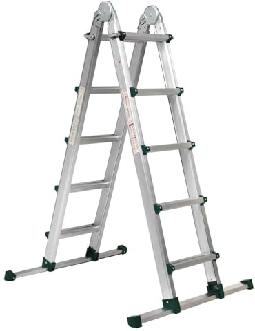5,1m Sprossen Aluleiter Mehrzweckleiter 4x5 Teleskopleiter Multifunktionsleiter Aluleiter Klappleiter Anlegeleiter Bockleiter Schiebeleiter